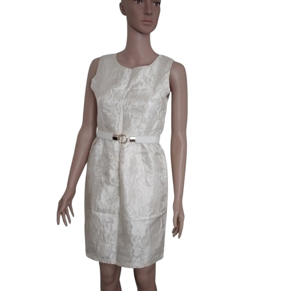 Rachael G. Beige Printed Dress, Size M